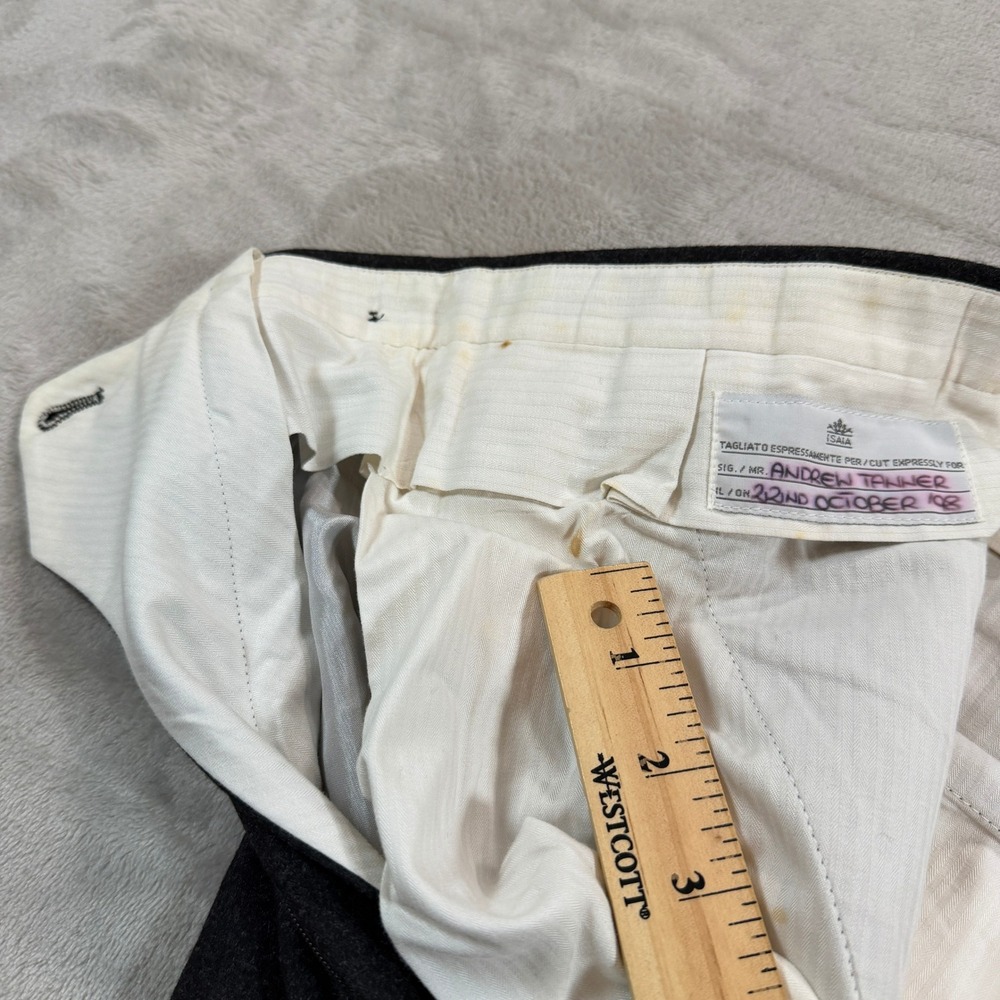 Gianluca Isaia Napoli Mens 34x30 Wool Cashmere Pleated Trousers Gray Italy EUC - Picture 9 of 14